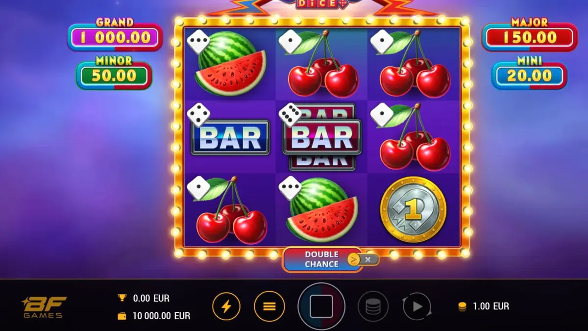 Tampilan visual mesin slot Magnetic Coins Dice dengan simbol koin berkilau